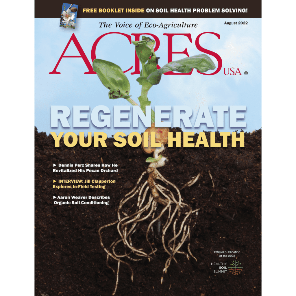 Cover of August 2022 issue of Acres USA magazine